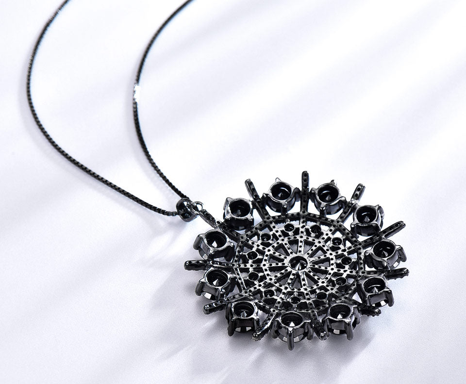 925 Sterling Silver Zircon Natural Gemstone Black Spinel Locket Necklaces - SHOPSOLONY