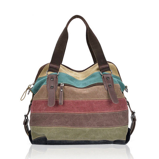 Luxury Handbags Women Bags Designer Canvas Striped - SHOPSOLONY