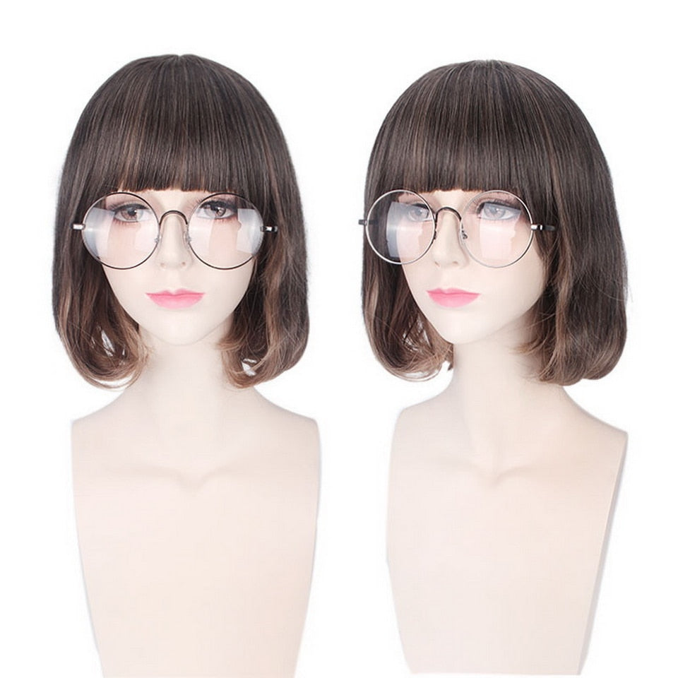 Mix Dark Brown Bob Wigs For Women Synthetic Hair - SHOPSOLONY