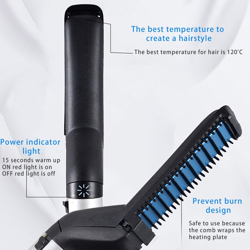 Multifunctional Hair Comb Brush Beard Straightener - SOLONY