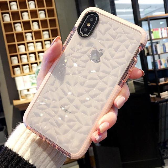 3D Diamond Texture Clear Phone Case - SOLONY