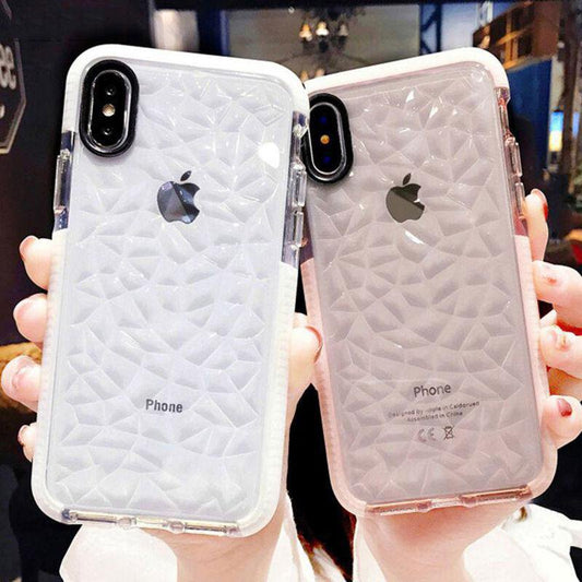 3D Diamond Texture Clear Phone Case - SOLONY
