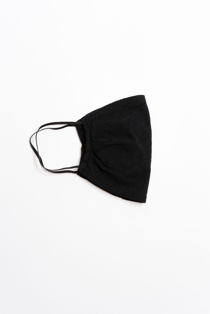 Black Textured Face Mask with Black Elastic - SHOPSOLONY