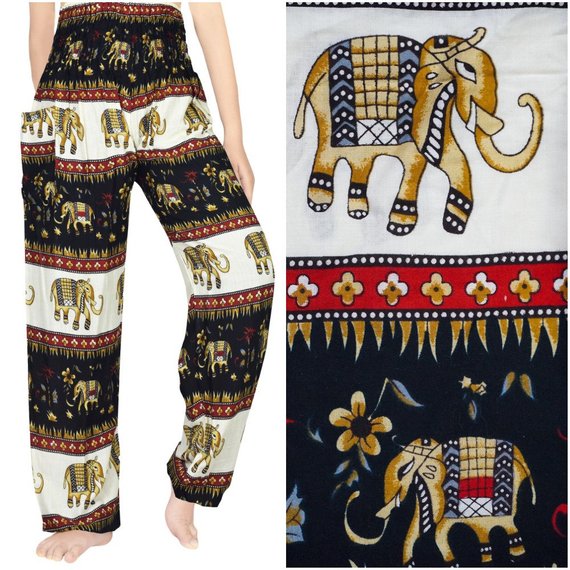 Black ELEPHANT Pants Women Harem Pants Boho Pants - SOLONY