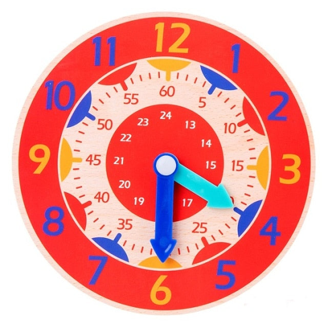 Children Montessori Wooden Clock Toys Hour Minute Second Cognition Colorful Clocks Toys for Kids Early Preschool Teaching Aids - SHOPSOLONY