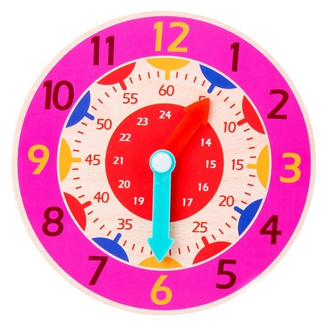Children Montessori Wooden Clock Toys Hour Minute Second Cognition Colorful Clocks Toys for Kids Early Preschool Teaching Aids - SHOPSOLONY