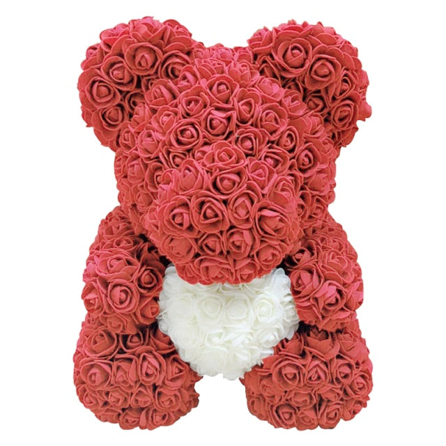 Dropshipping 40cm Teddy Bear of Rose Artificial Flowers PE Rose Bear for Women Valentines Wedding Christmas Gift Box Home Decor - SOLONY