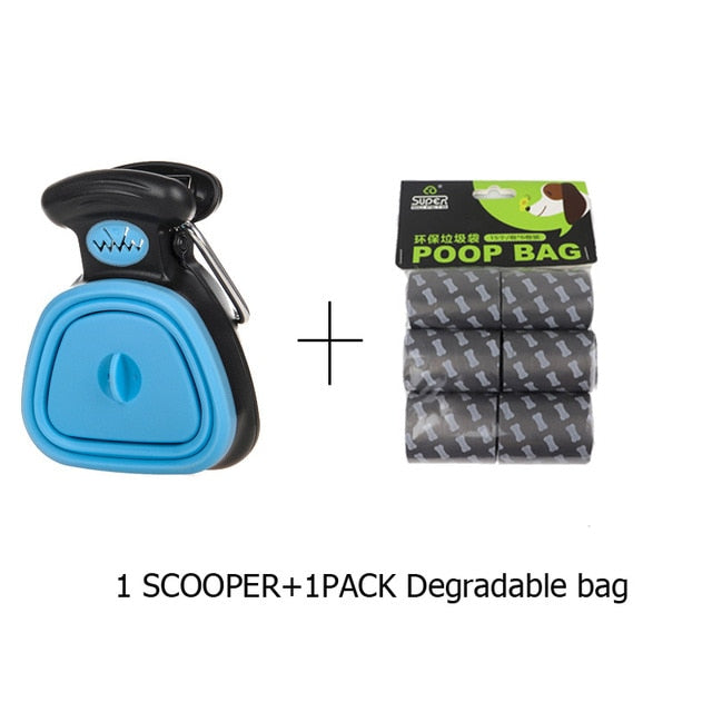Dog Pet Travel Foldable Pooper Scooper With 1 Roll Decomposable bags Poop Scoop Clean Pick Up Excreta Cleaner - SHOPSOLONY