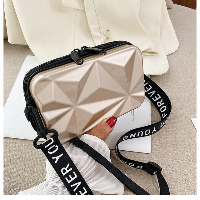Women Mini Box Bags Personality Uneven Surface Handbag Female Makeup Storage Bag Waterproof Washing Luggage Bag Shoulder Bags - SOLONY