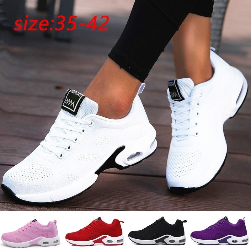 Fashion Women Lightweight Sneakers Running Shoes Outdoor Sports Shoes Breathable Mesh Comfort Running Shoes Air Cushion Lace Up - SHOPSOLONY