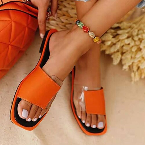 Women Patchwork Flat Slippers 2021 Summer Women's Open Toe Slides Woman Casual Beach Sandals Female Home Shoes Ladies Footwear - SHOPSOLONY