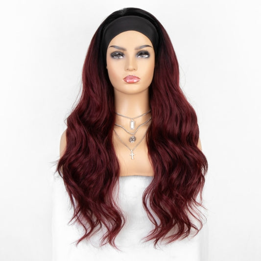 kryssma Long Wavy Headband Wig for Black Women None Replacement Body Wave Synthetic Headwraps Hair Wig 2020 New Fashion - SHOPSOLONY