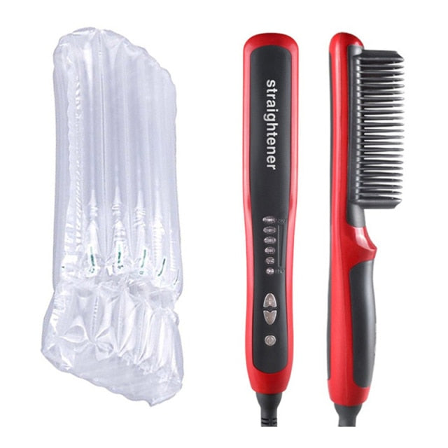 Multifunctional Men Beard Straightener Comb Anti-Scald Hair Straightening Brush Comb Fast Heating Hair Straightener - SHOPSOLONY