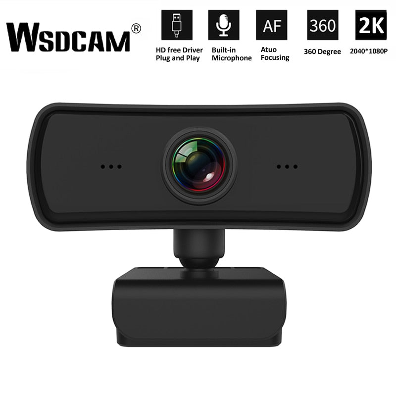 2K 2040*1080P Webcam HD Computer PC WebCamera with Microphone Rotatable Cameras for Live Stream Video Class Conference PC Gamer - SHOPSOLONY