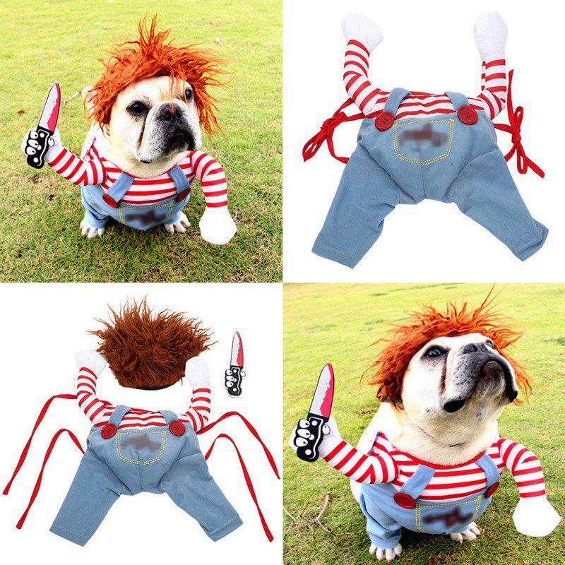 Funny Dog Clothes Dogs Cosplay Costume Halloween Comical Outfits Holding a Knife Set Pet Cat Dog Festival Party Clothing - SHOPSOLONY