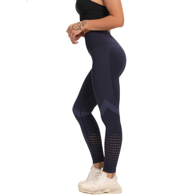 Seamless Yoga Pants Women Leggings High Waist Workout Running Sportwear Push Up Gym Trousers  Hollow Fitness Trainning Leggings - SHOPSOLONY