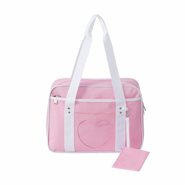 Japanese Preppy Style JK Pink Uniform Shoulder School Bags For Women Girls Canvas Large Capacity Casual Luggage Handbags Totes - SOLONY