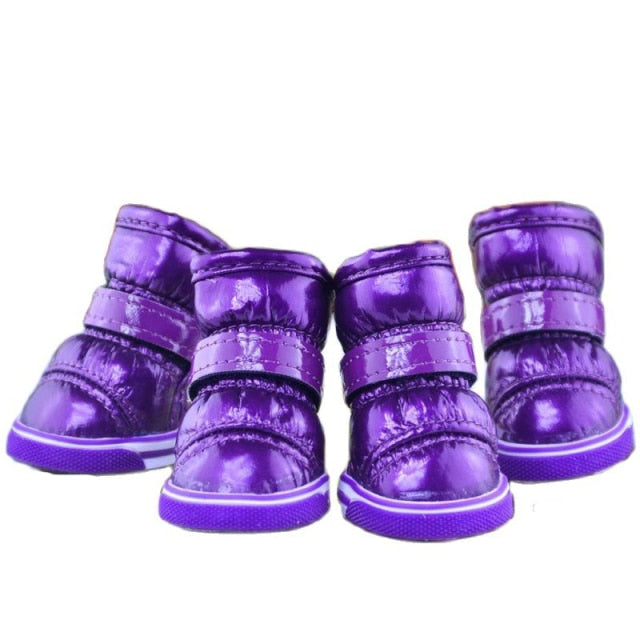 4 Pcs/Sets Winter Dog Shoes For Small Dogs Warm Fleece Puppy Pet Shoes Waterproof Dog Snow Boots Chihuahua Yorkie Teddy Shoes - SHOPSOLONY