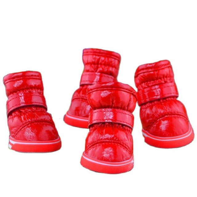 4 Pcs/Sets Winter Dog Shoes For Small Dogs Warm Fleece Puppy Pet Shoes Waterproof Dog Snow Boots Chihuahua Yorkie Teddy Shoes - SHOPSOLONY