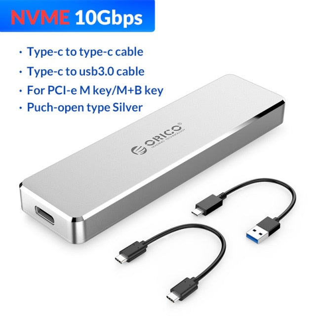 ORICO LSDT M2 NVMe Case USB C Gen2 10Gbps PCIe SSD Case M2 SATA NGFF 5Gbps M2 SSD Case Tool Free For 2230/2242/2260/2280 SSD - SOLONY