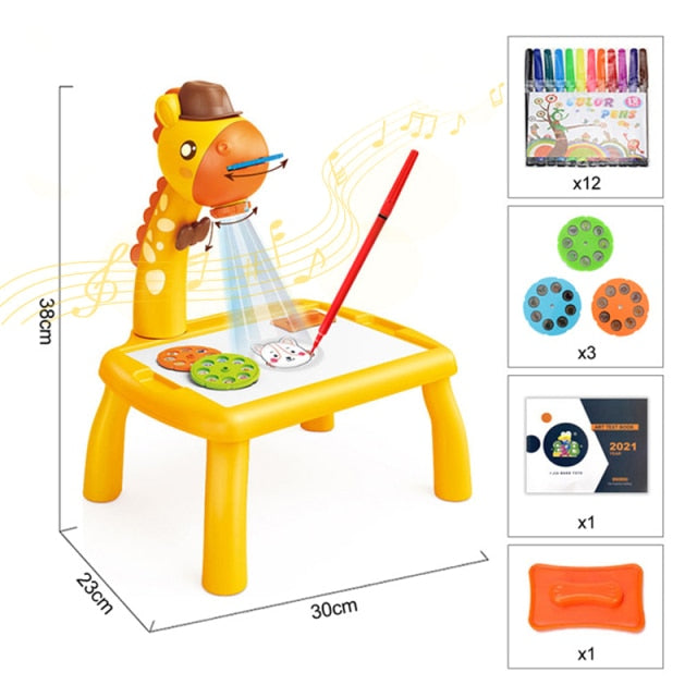 Children Led Projector Painting Art Drawing Table Light Toy For Kids Painting Board Desk Educational Learning Paint Tools Toys - SHOPSOLONY