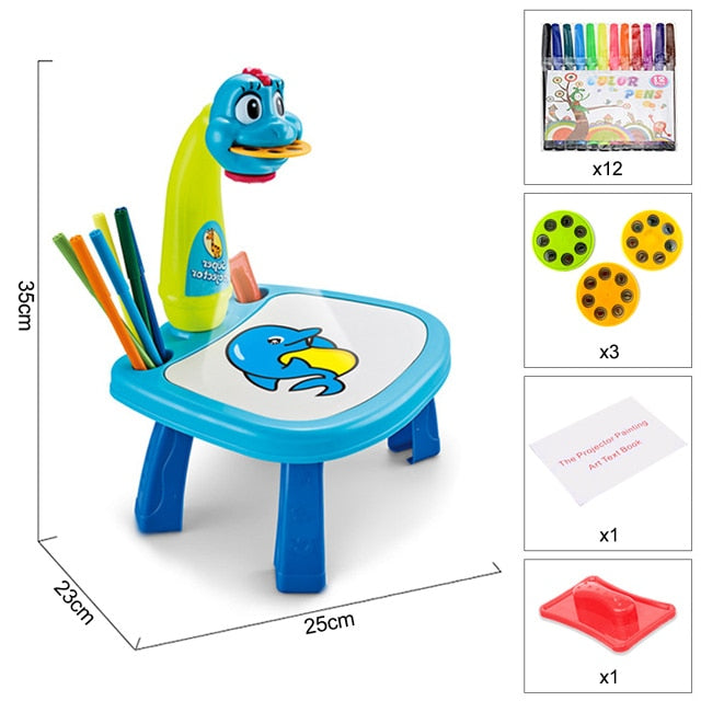 Children Led Projector Painting Art Drawing Table Light Toy For Kids Painting Board Desk Educational Learning Paint Tools Toys - SHOPSOLONY