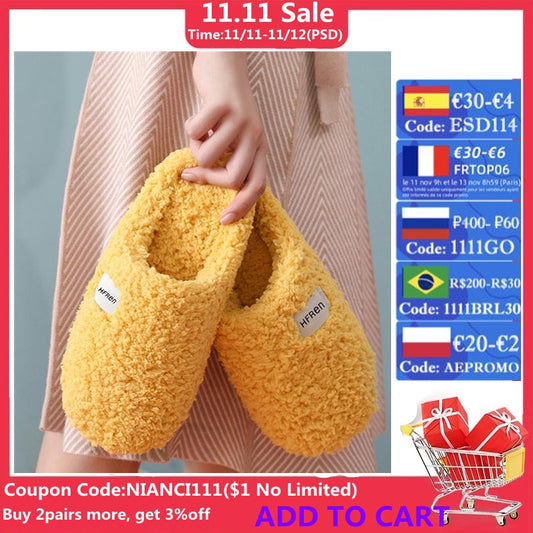 New Autumn Winter Women Men Slippers Bottom Soft insole Home Shoes Thick Slippers Indoor non-slip slide Comfortable footwear - SHOPSOLONY