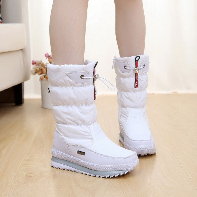Women snow boots shoes warm woman winter boots thick plush waterproof no-slip mid-calf boots women winter shoes botas mujer - SHOPSOLONY