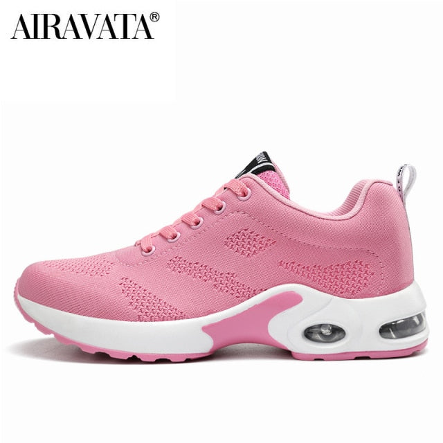 Women's Fashion Air Cushion Sports Running Flat Soft Bottom Sneaker Mesh Breathable Casual Shoes - SHOPSOLONY