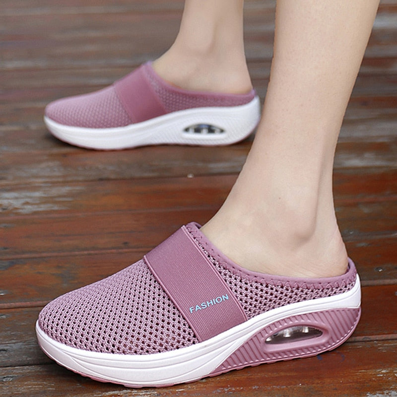 Women Sandals Fashion Wedges Platform Shoes Female Slides Women's Slippers Breathable Mesh Lightweight Ladies Footwear - SHOPSOLONY