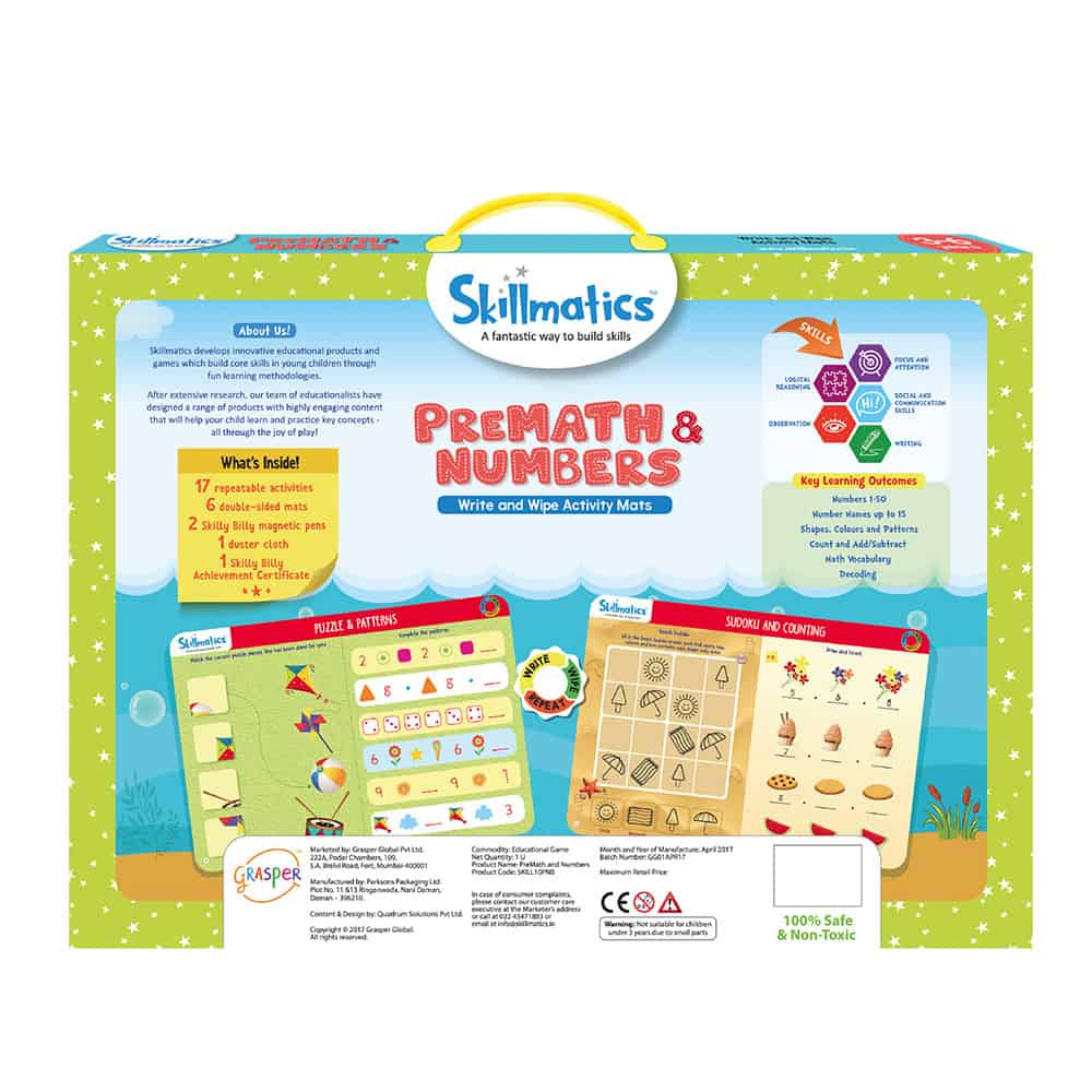 Skillmatics Pre-Math And Numbers - Kids Early Education - 17 Write & - SOLONY