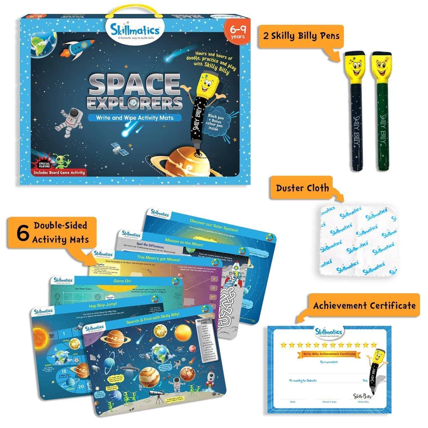 Skillmatics Space Explorers - Teach Kids About Space - Write & Wipe - SOLONY