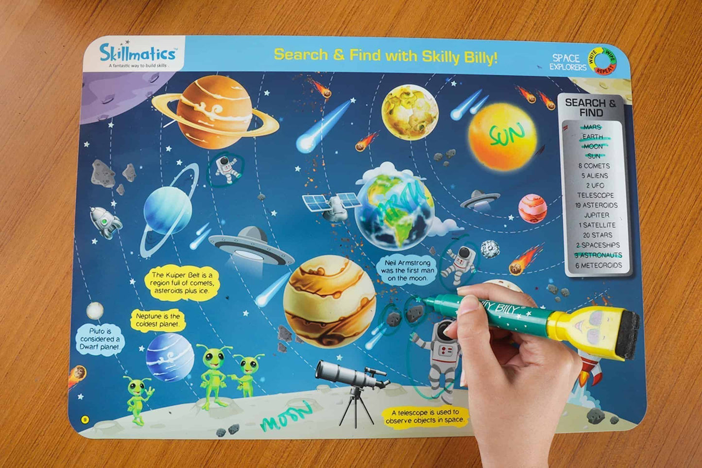 Skillmatics Space Explorers - Teach Kids About Space - Write & Wipe - SOLONY
